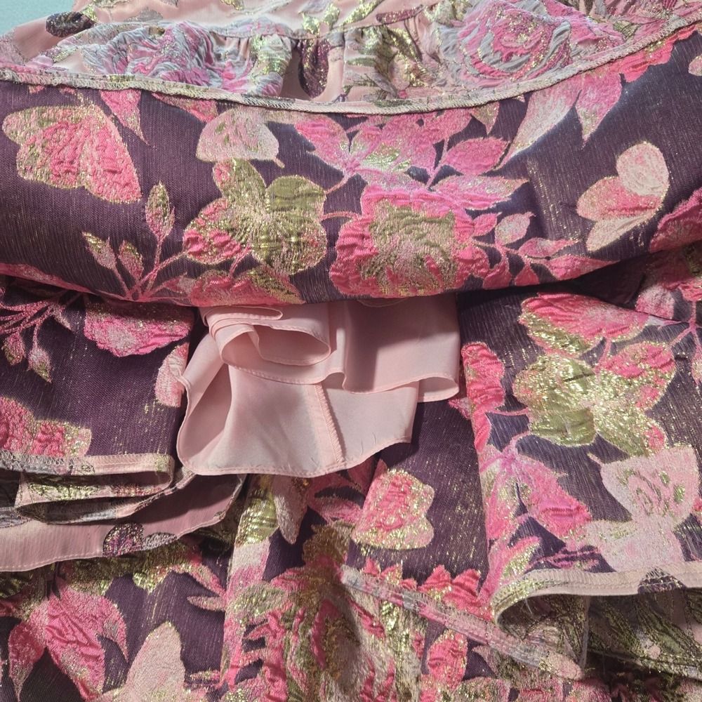 Sherri Hill Gown Womens 2‎ Pink Gold Floral Butterfly Brocade Corset Ball Gown - Picture 8 of 11
